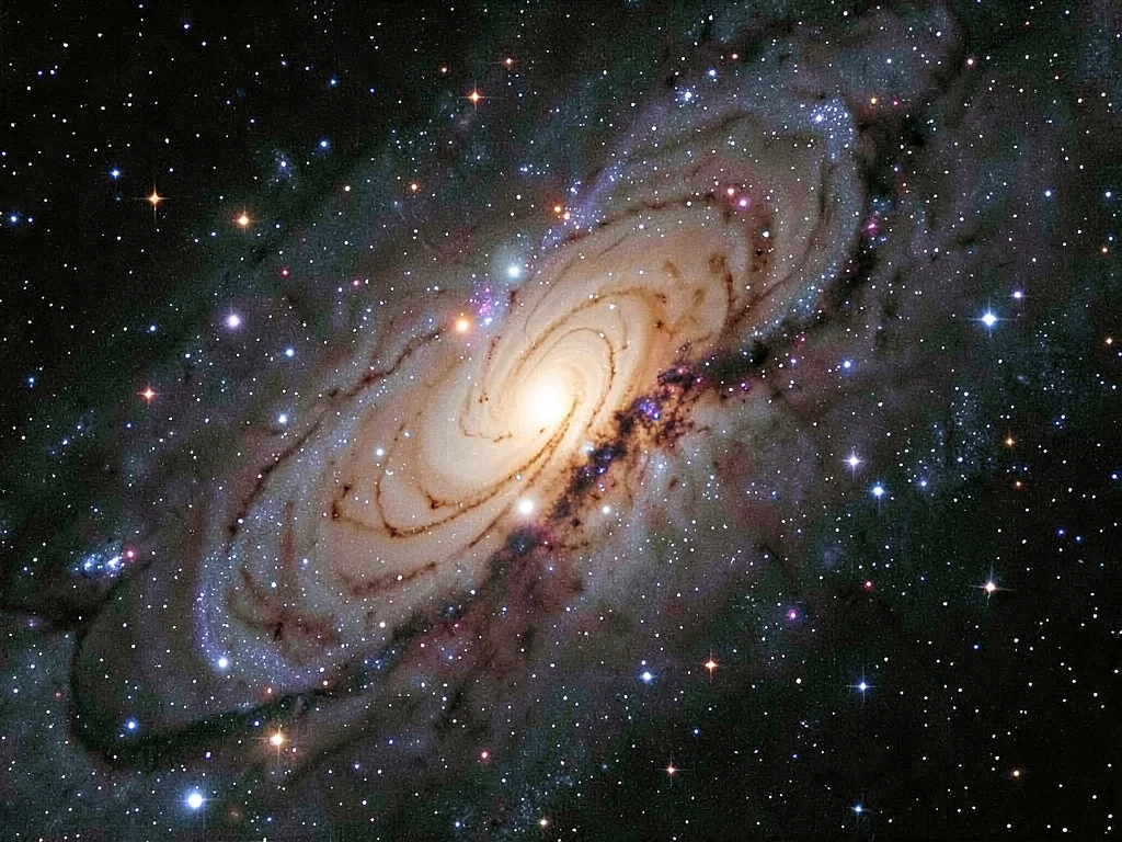 Galaxy merger in progress showing distortion