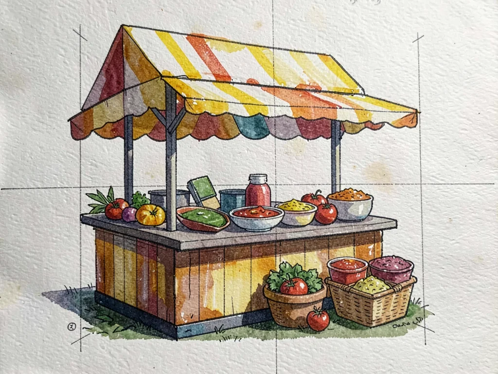 Colorful taco stand