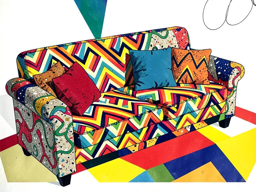 Memphis eighties zigzag couch