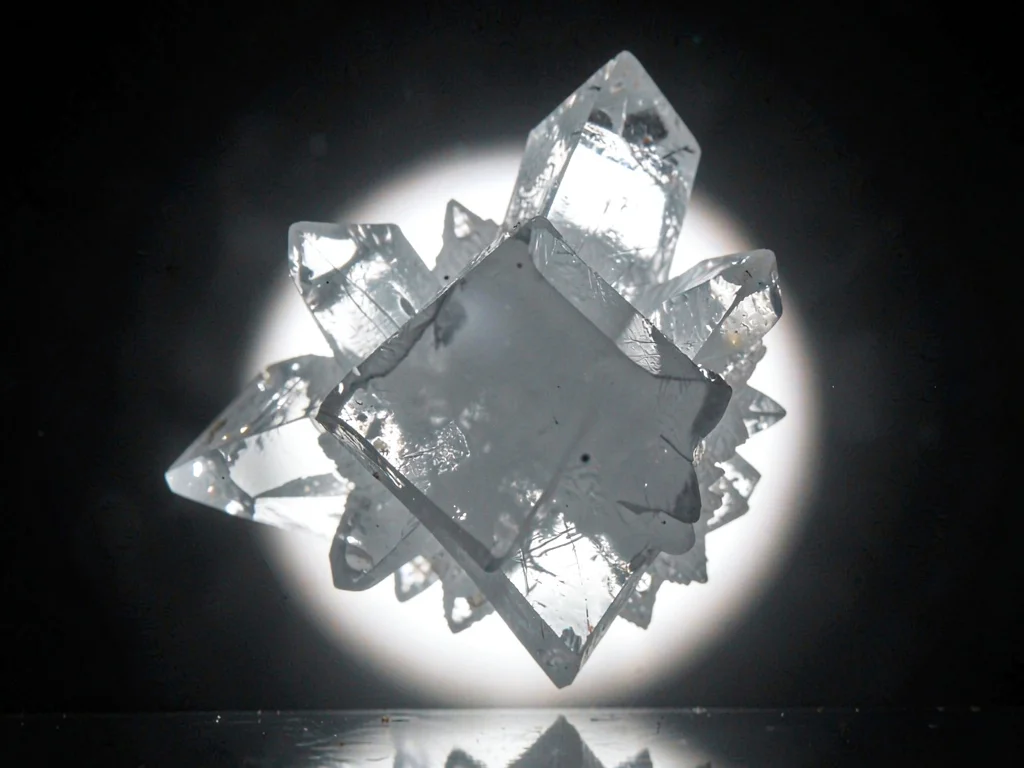 Crystal cluster backlit showing translucency