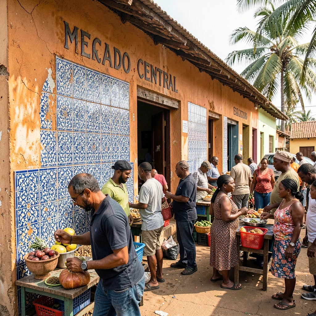 Portuguese colonial tropicália in Maputo, Mozambique, Mercado Central exterior a