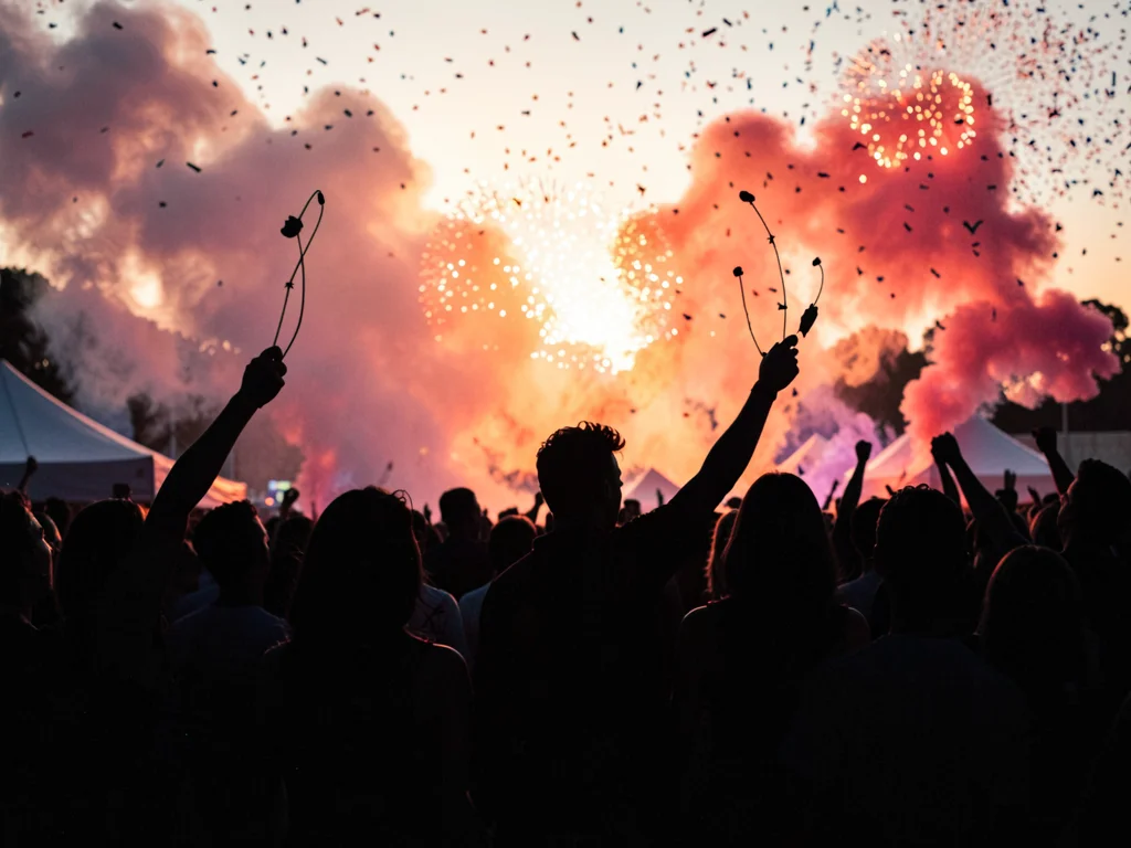 Festival crowd silhouette