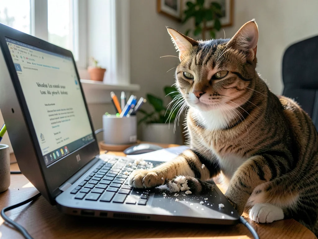 Tabby on Laptop Keyboard