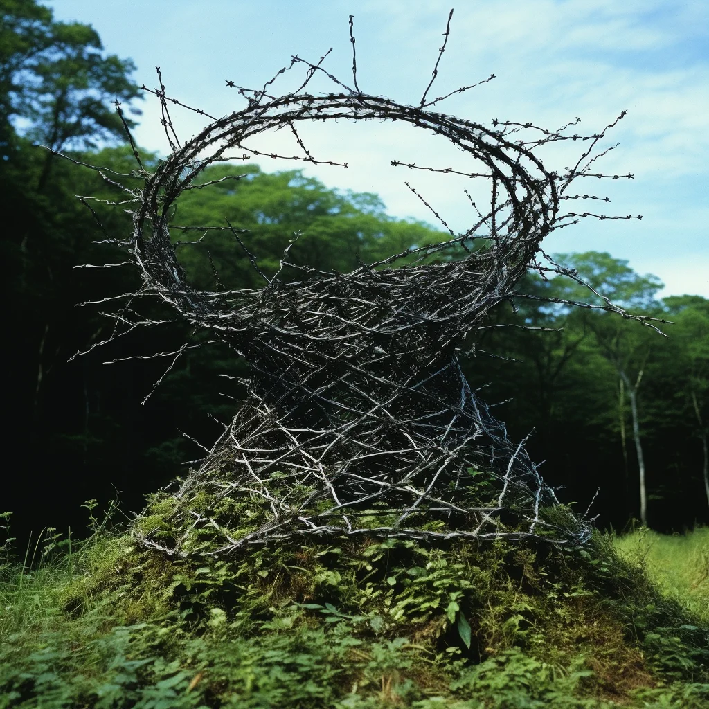 Land Art Photo by Andy Goldsworthy Barbed wire woven