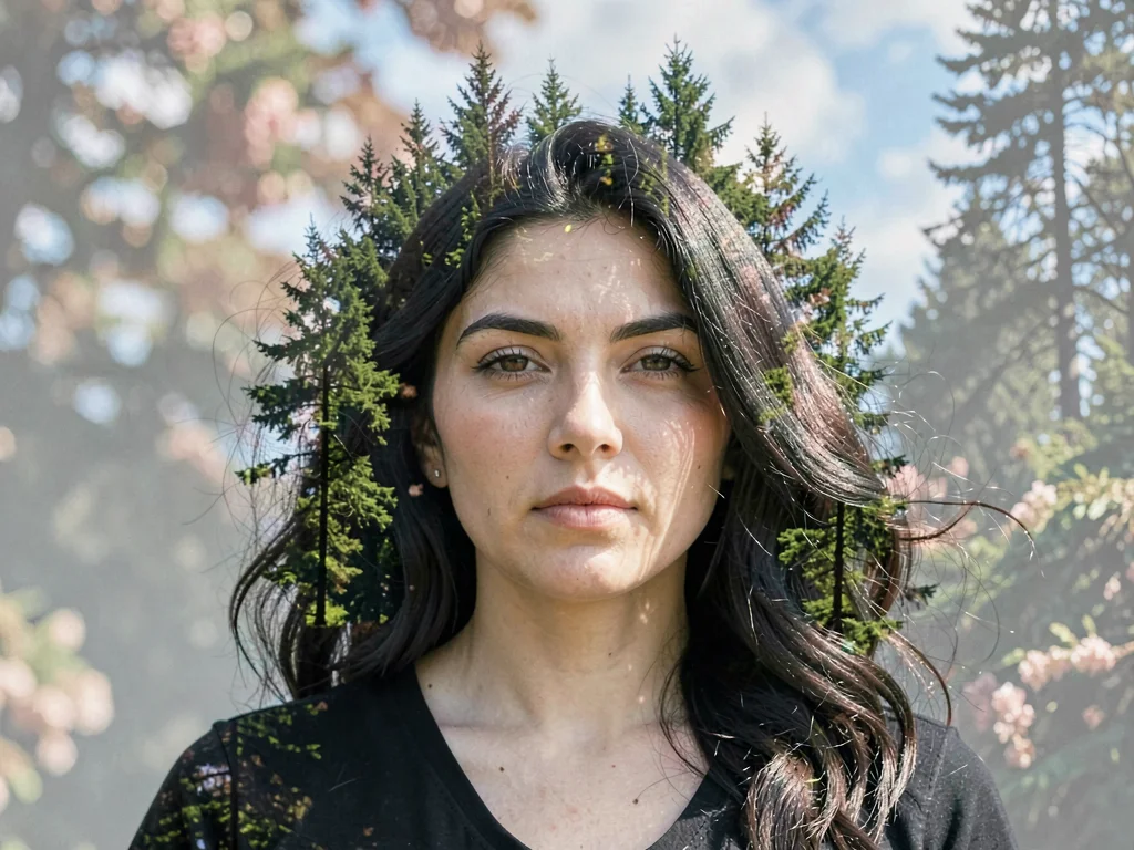 Portrait with forest becoming hair