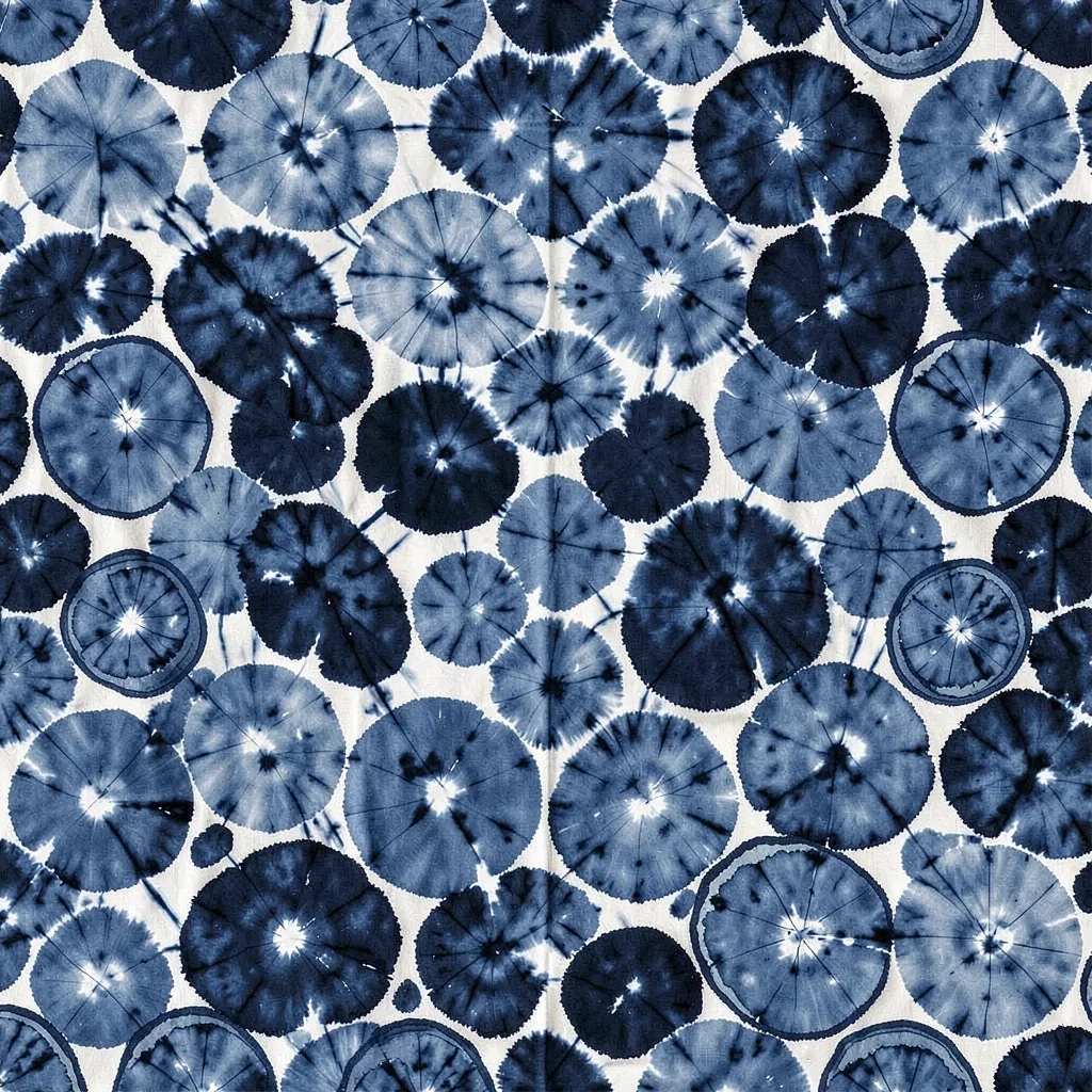 Shibori indigo circles irregular