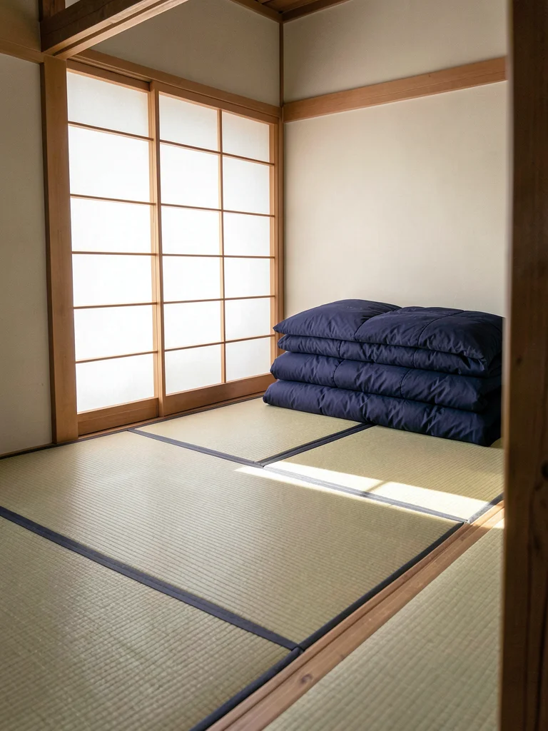 Stacked Indigo Futon in Corner