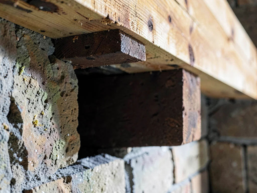 Beam end into masonry pocket
