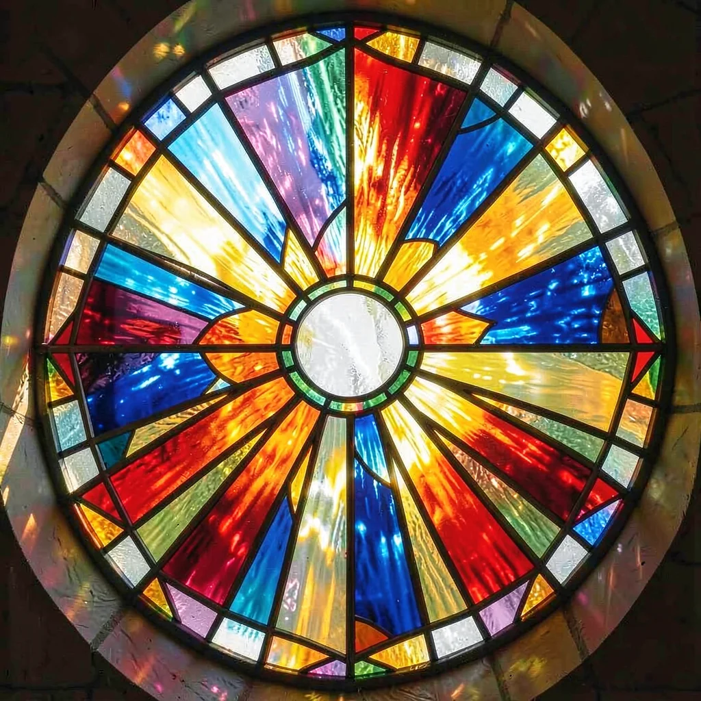 Sunburst beveled stained glass