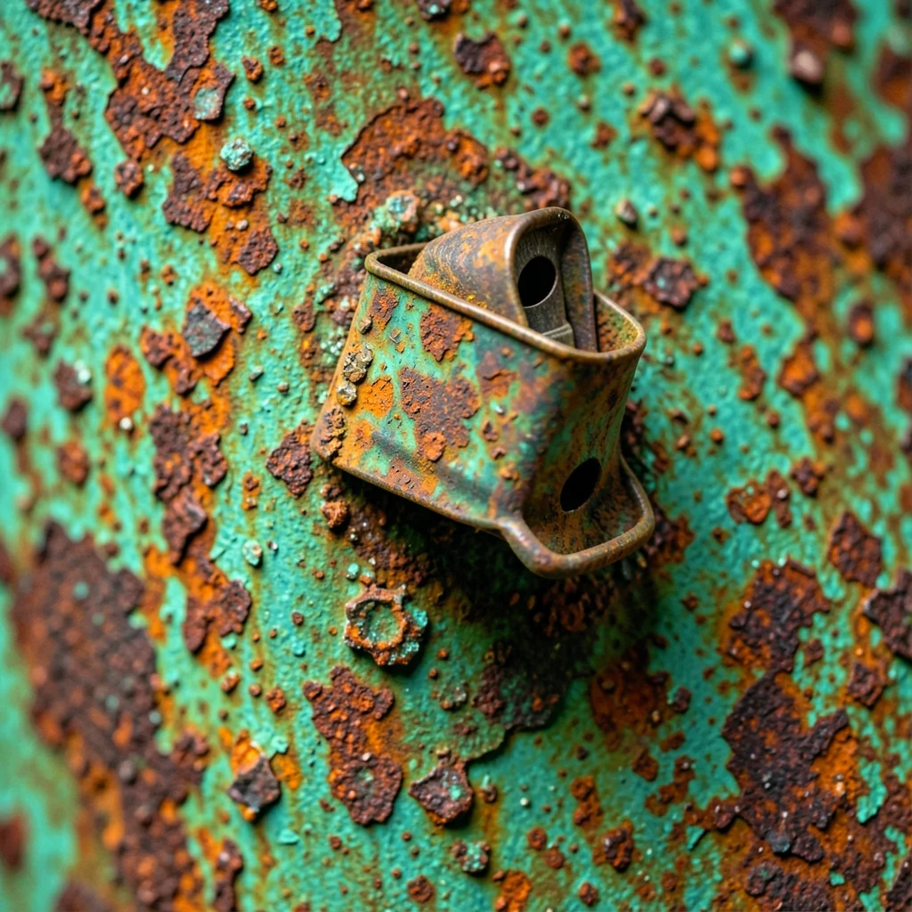 Oxidized brass pencil sharpener, hand-crank style, worn metal texture