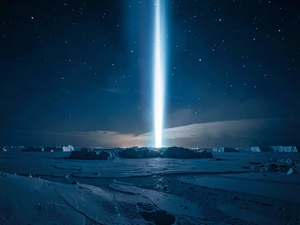 Light pillar photography during polar night