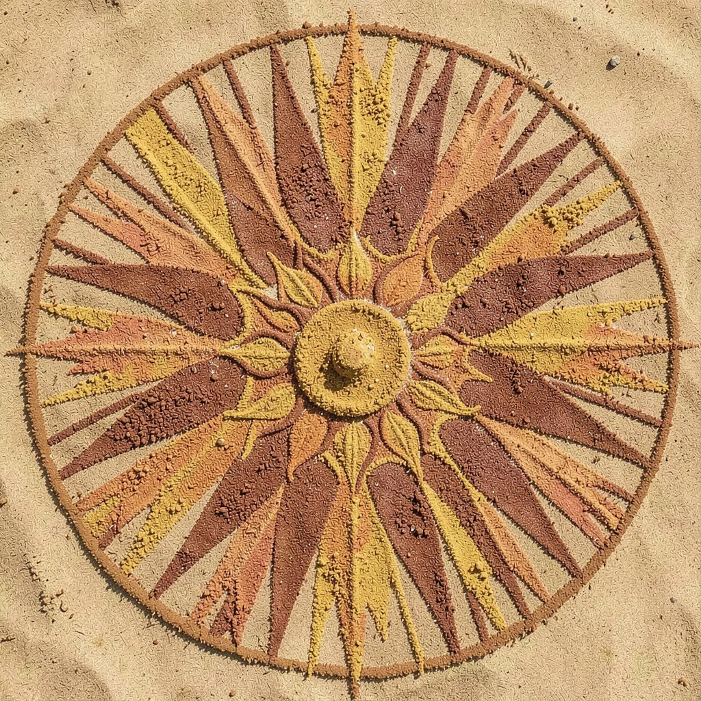 Sunburst mandala in earth tones