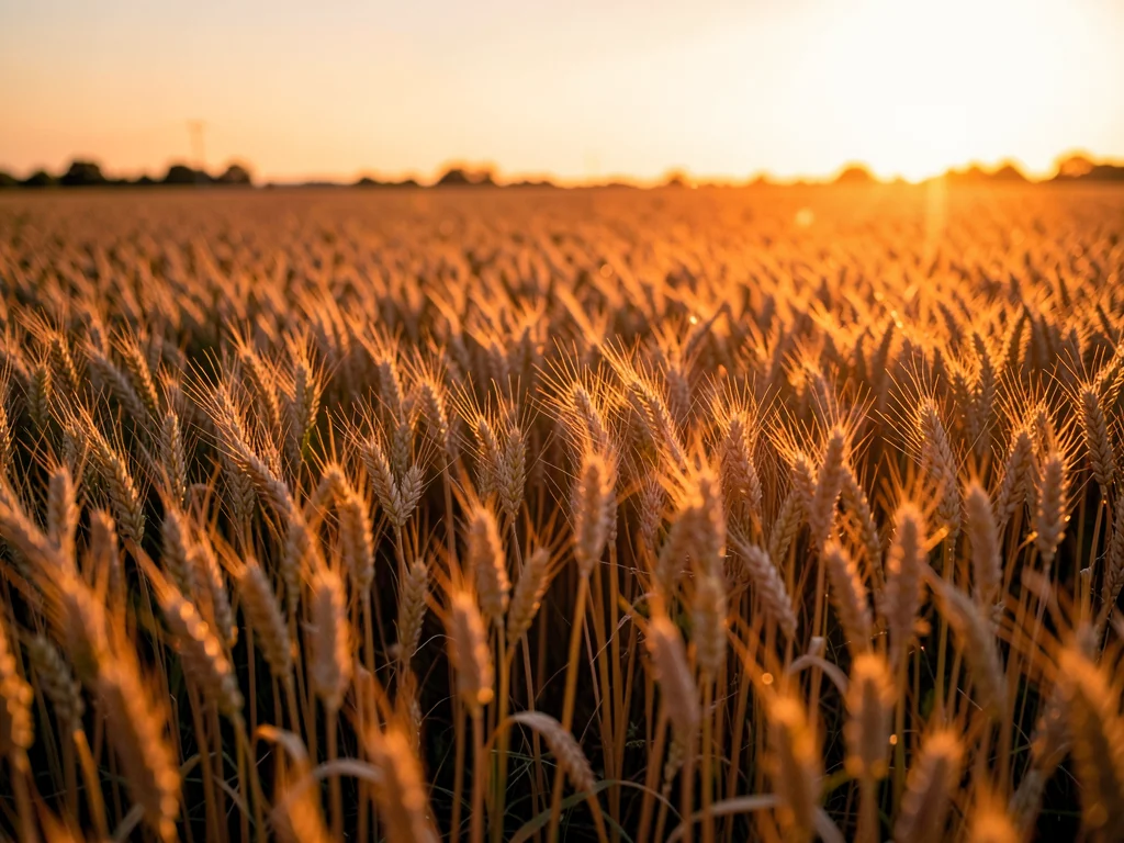 Golden hour through wheat field