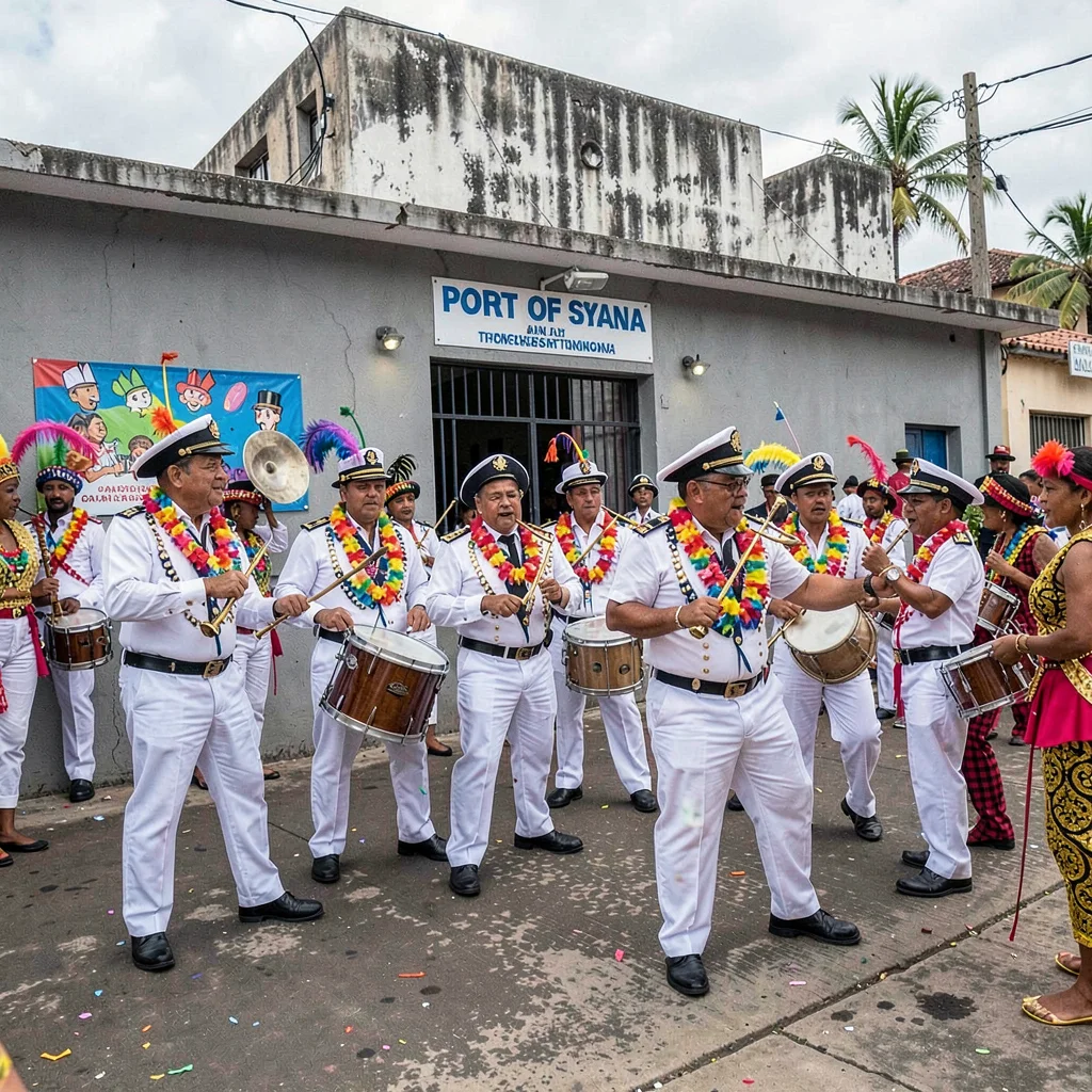 Carnival saturation explosion in Port of Spain, Trinidad, Sailor mas band practi