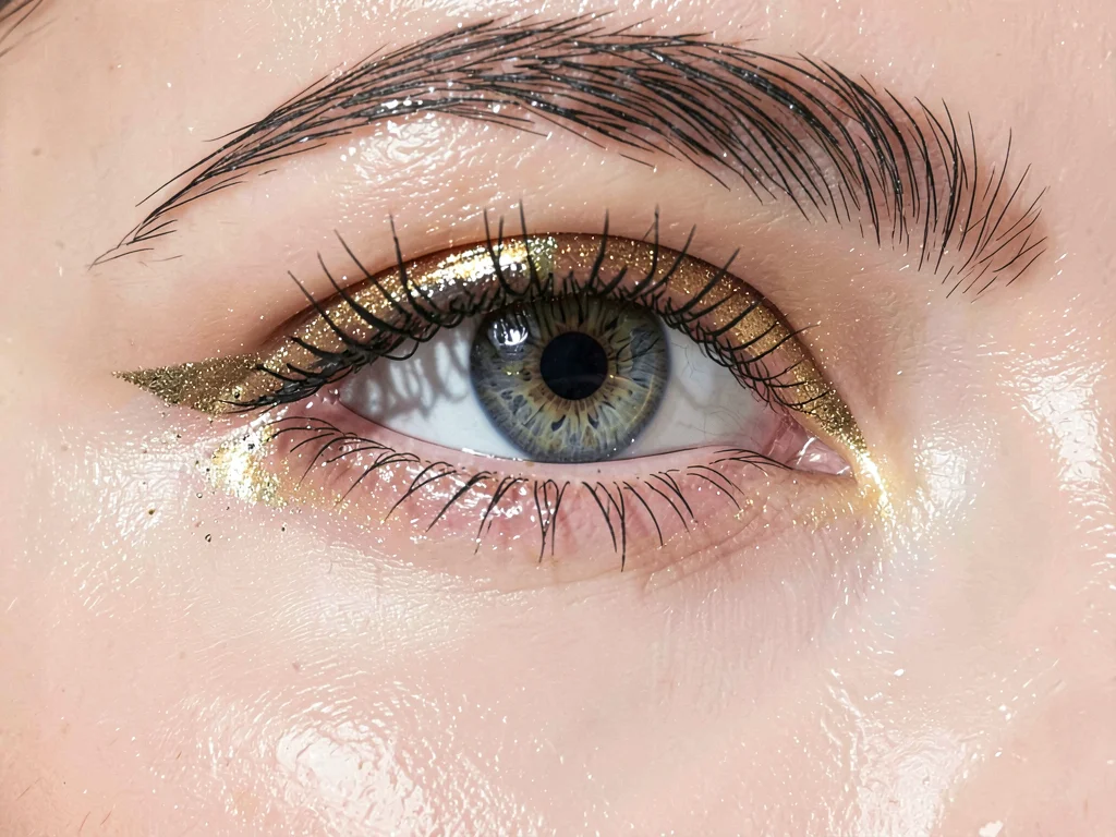 Gold shimmer eye metallic corner
