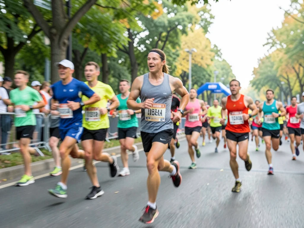 Runners in marathon blur