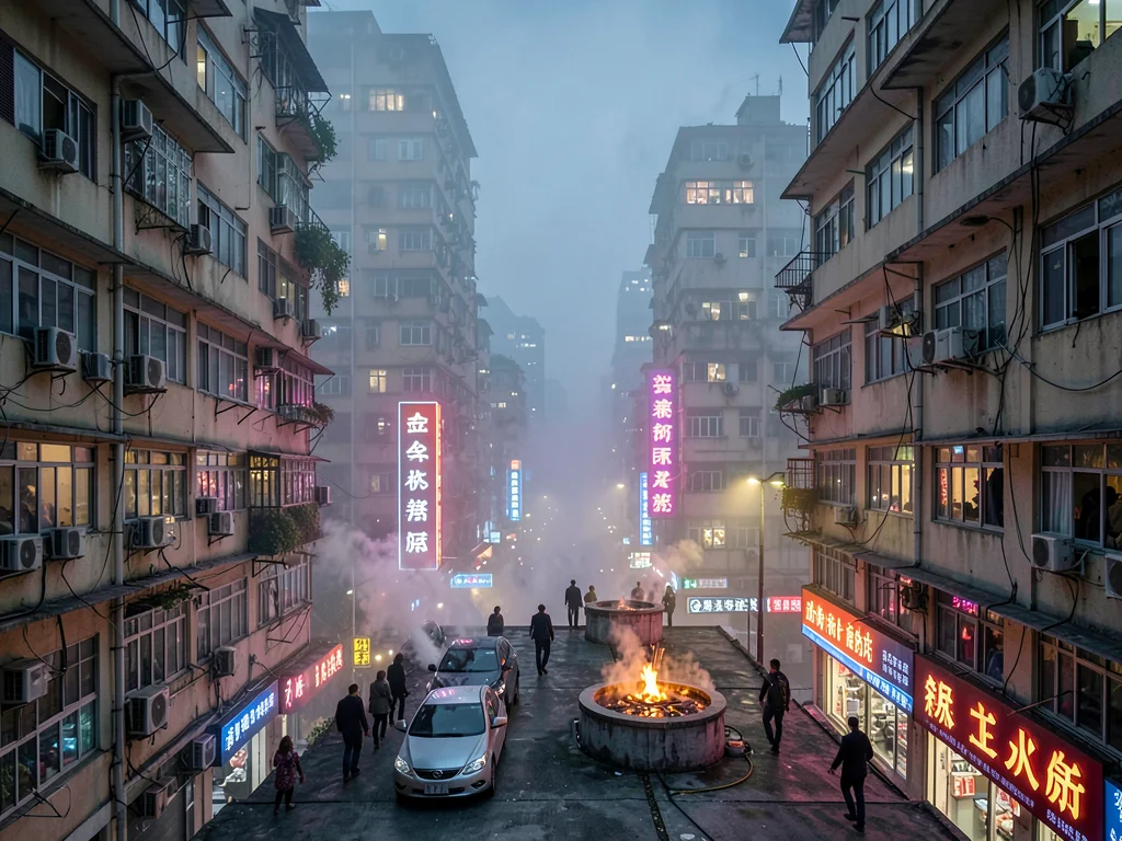 Street on building rooftop