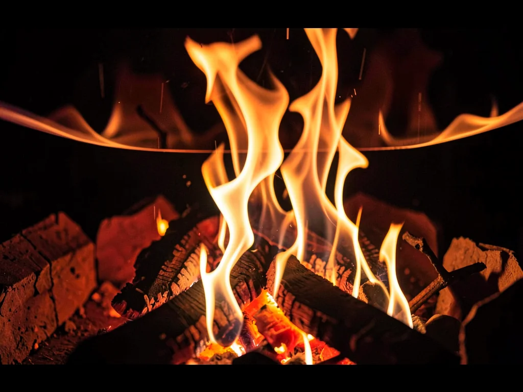 Heat shimmer above fire visible distortion