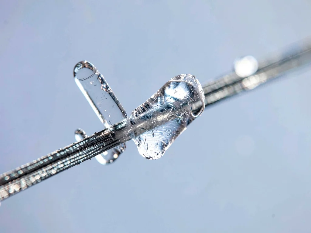 Sugar crystal growing on string closeup
