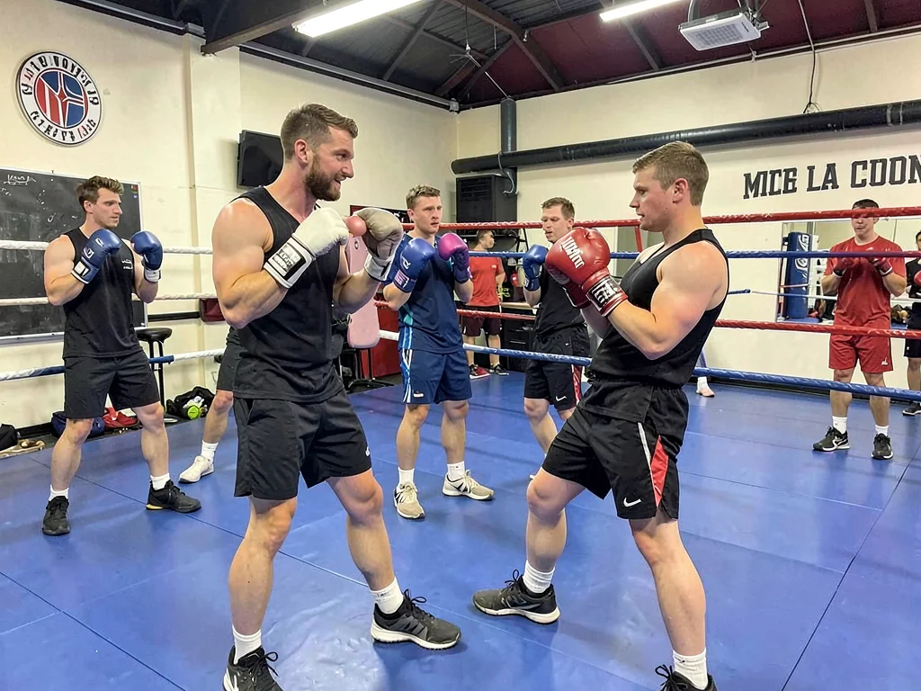 Boxing gym training session