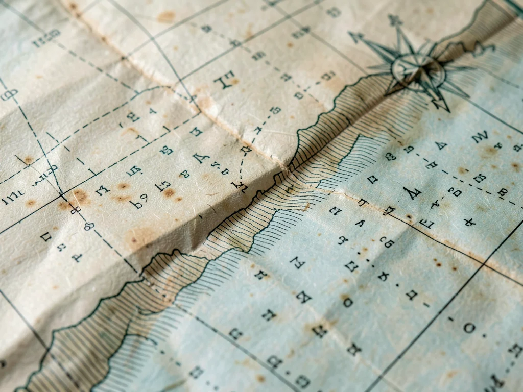 An extreme close-up of a 1780s nautical chart of a Caribbean coastline, the engr