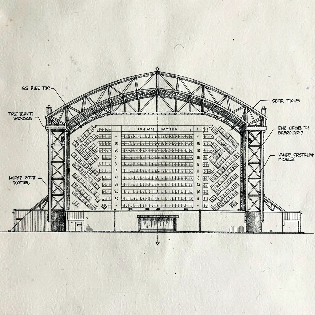Oskar-mapwright blueprint plan view of a festival main stage with truss layout a