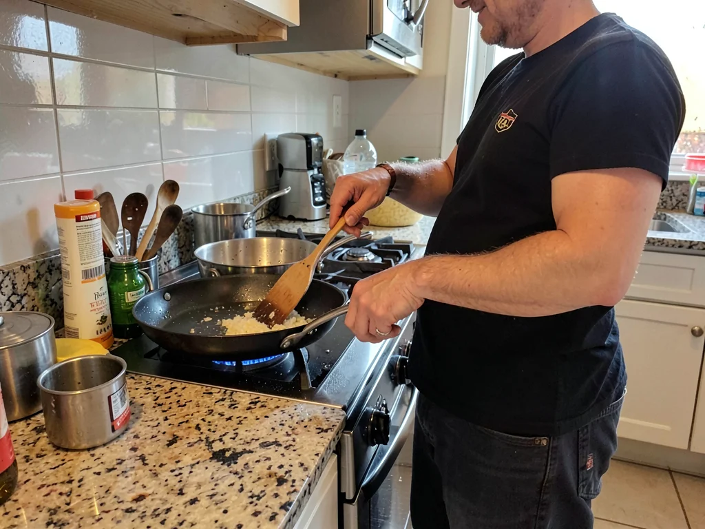 Kitchen counter during cooking