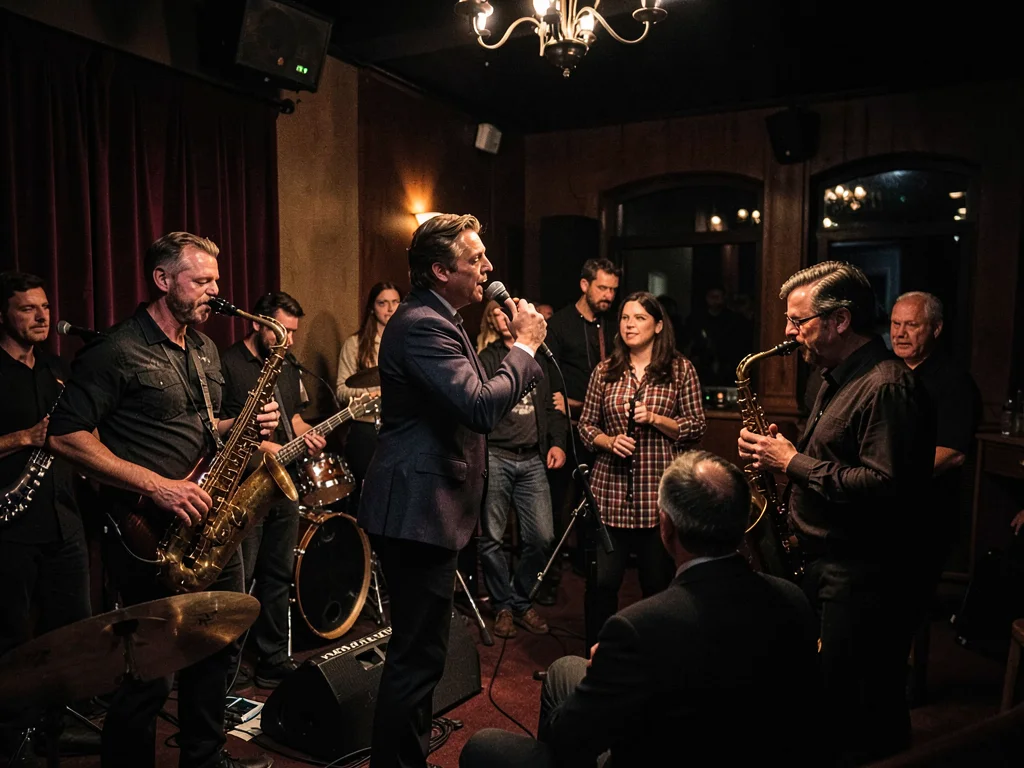 Dimly lit jazz club performance