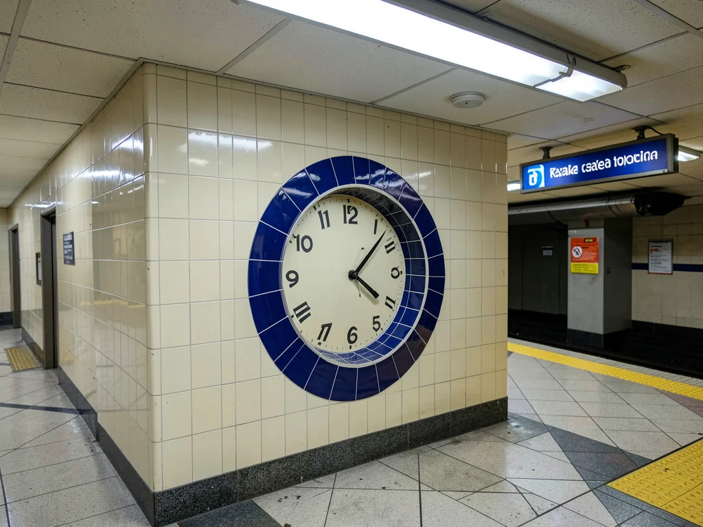 Station Clock Niche Cobalt Ring Tile