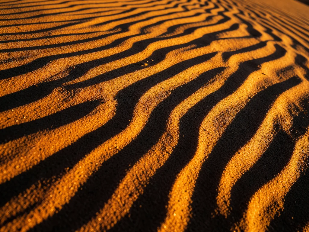Ripple cross-section in consolidated sand, internal layering visible where ancie