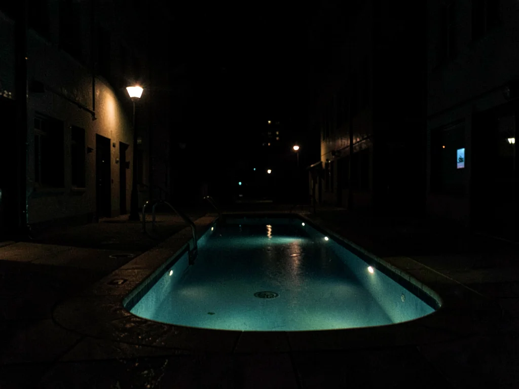 Night street single pool of light