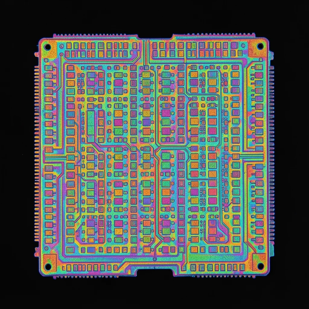 Die corner detail, test structures and alignment marks in the chip's margin area