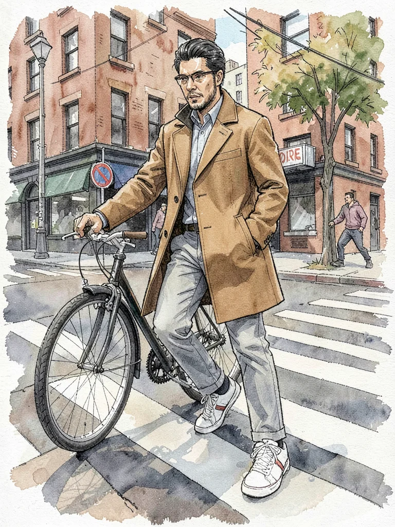 Cyclist tailored coat sneakers