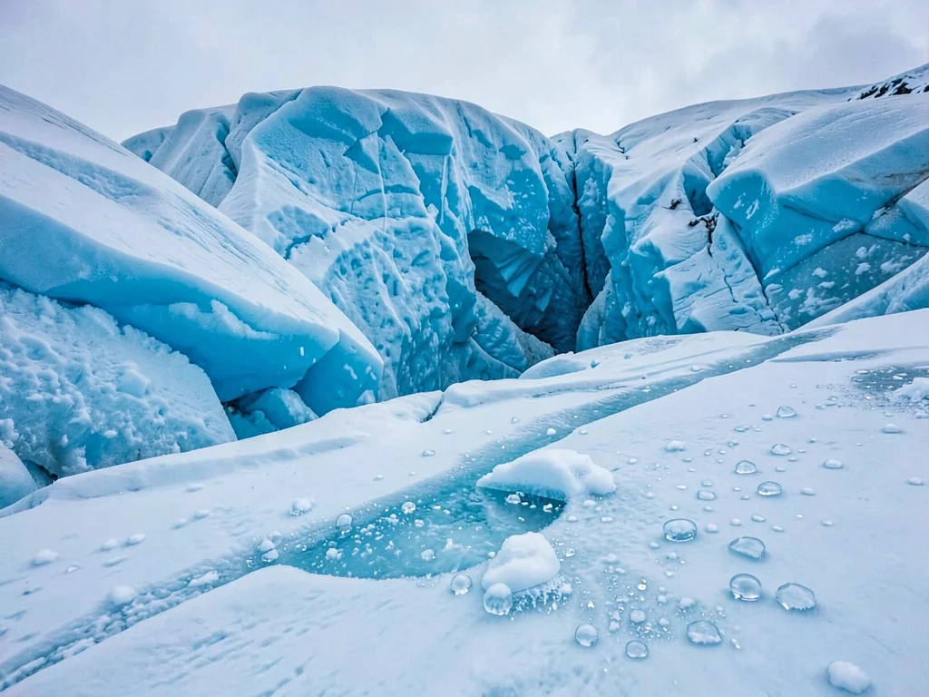 Air bubbles trapped in glacier ice