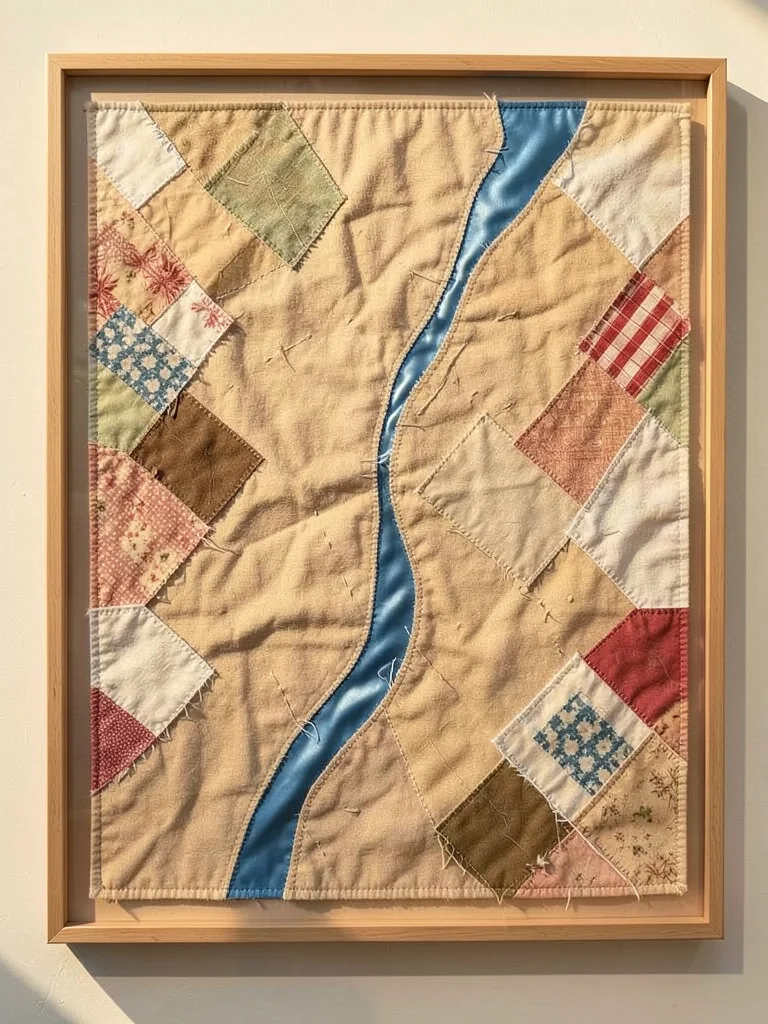 The Nile River as a thin blue silk thread cutting through sandy linen desert