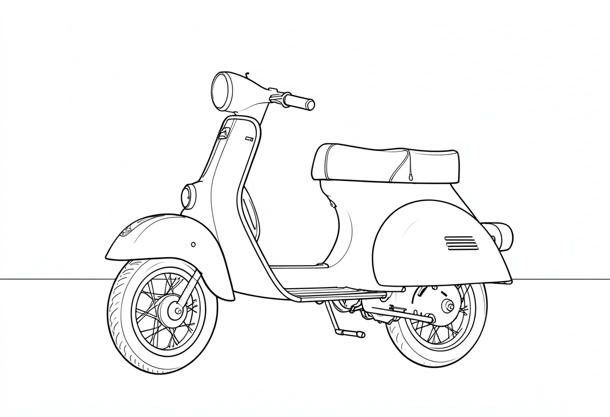Vespa scooter continuous line