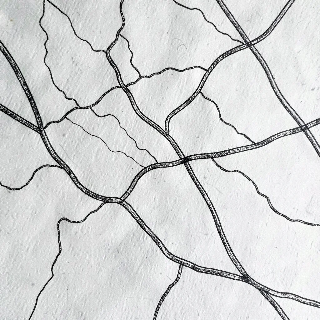 overhead schematic of a regional county with creek lines and roads