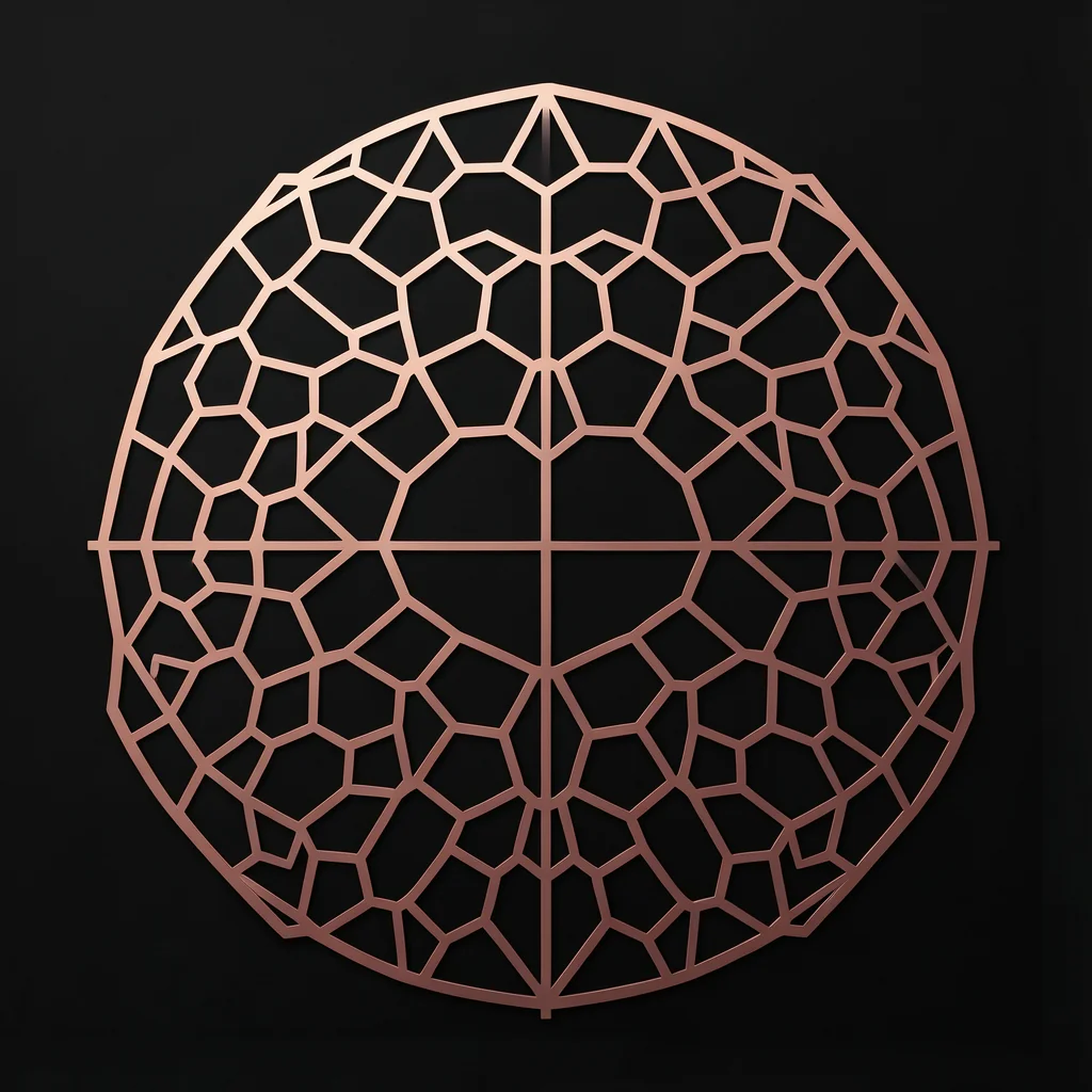 Voronoi pattern in rose gold on matte black, minimal and elegant