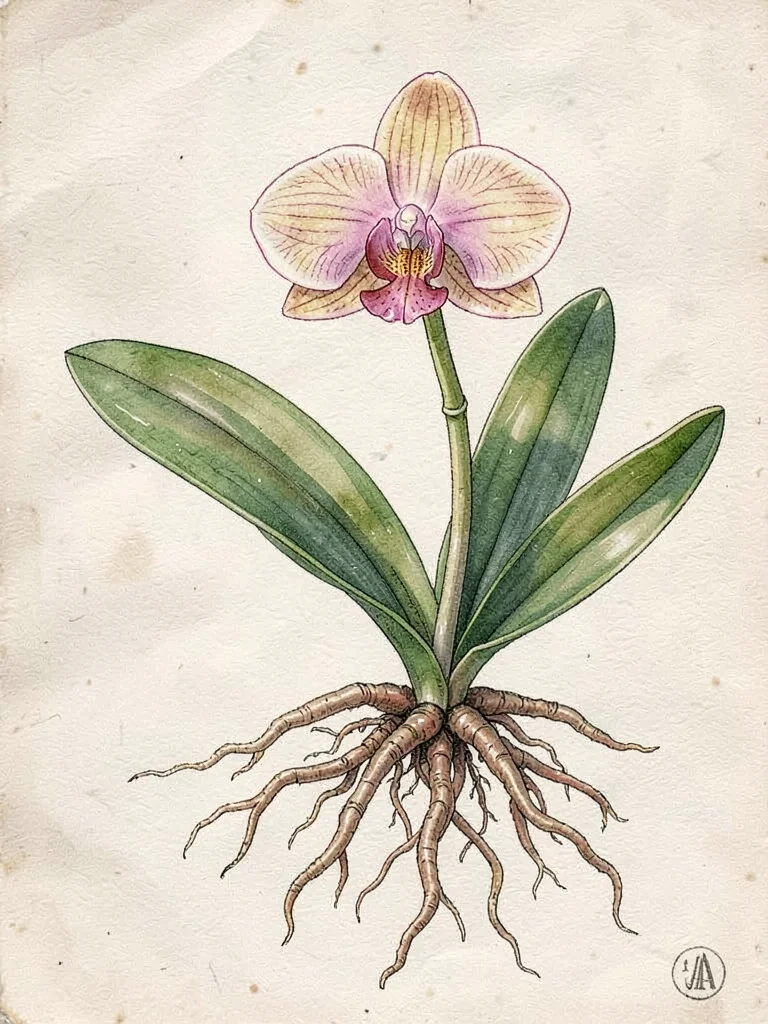 Phalaenopsis orchid botanical illustration