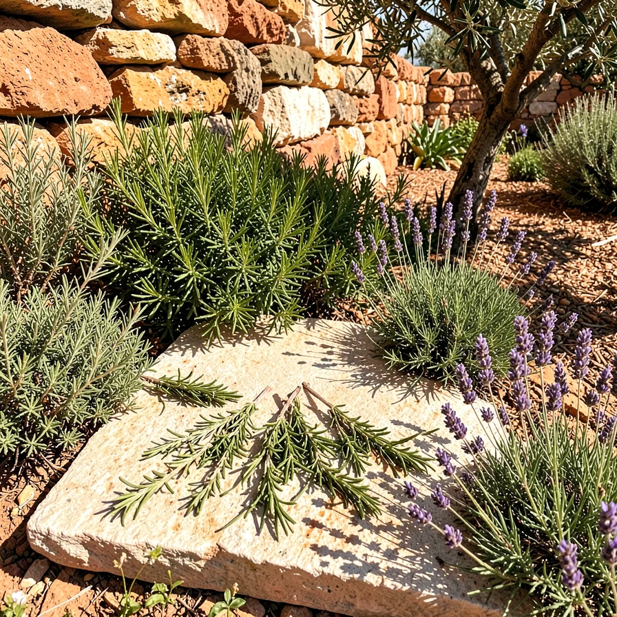Thyme and Rosemary on Stone
