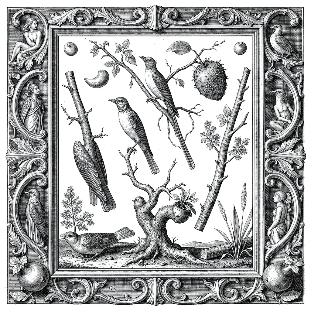Natural history specimens in elaborate frame