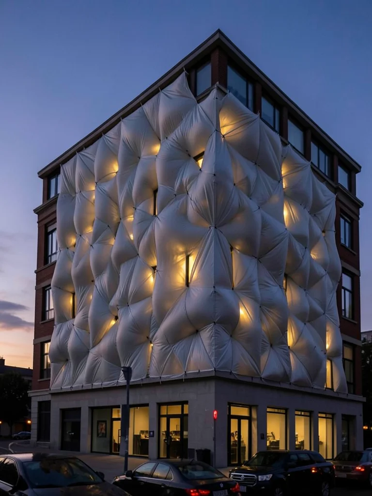 Building that breathes — facade made of organic membrane that inflates and defla