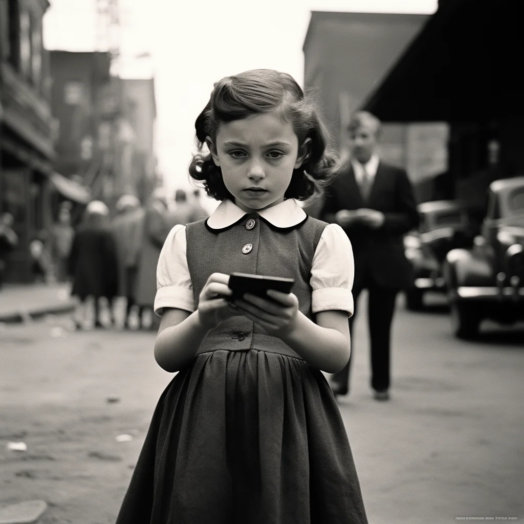 Street photo in the style of Vivian Maier At an age-o