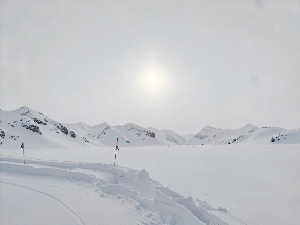 Sun dog visible in white sky