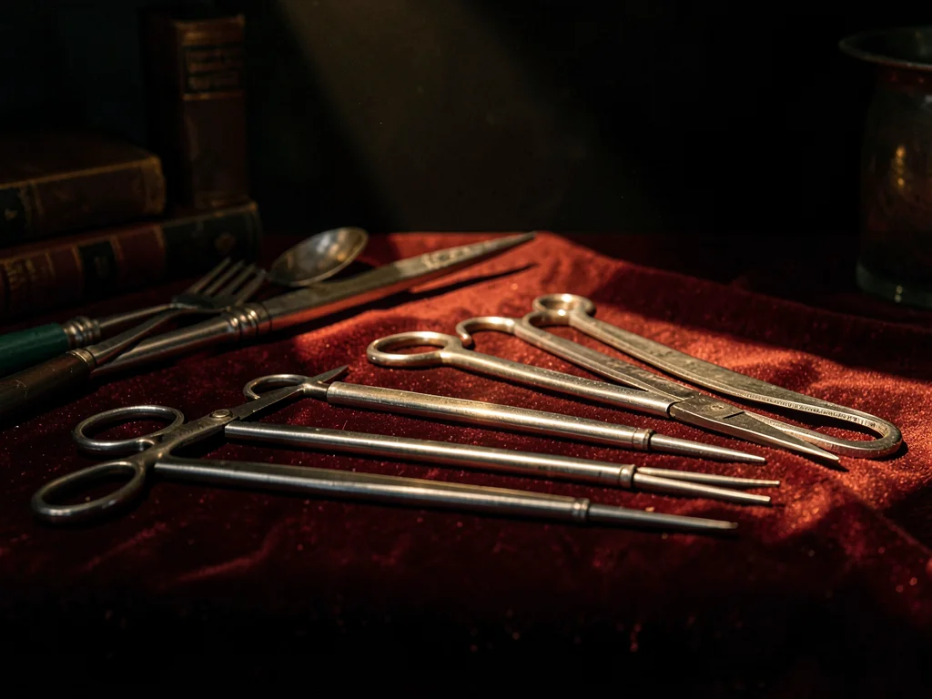 Hemostat Silverware — Descending Row on Dark