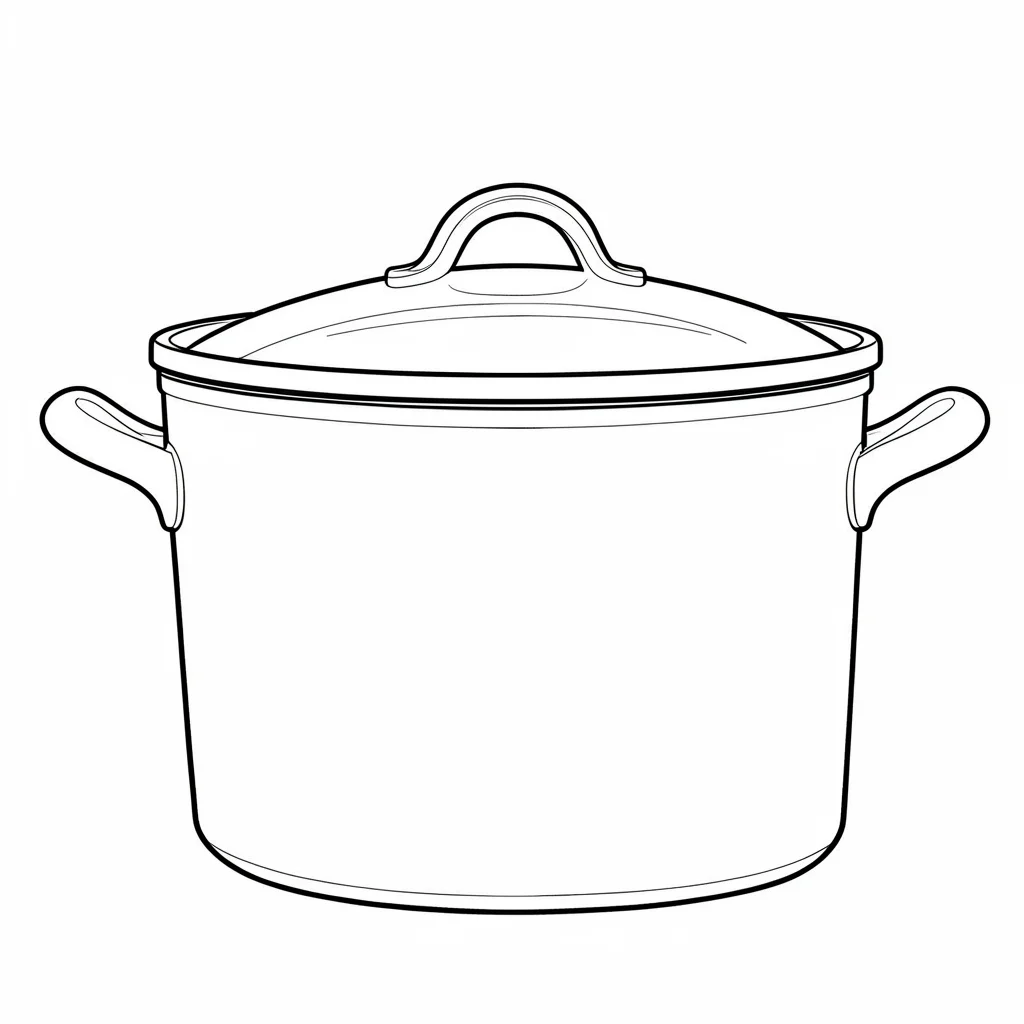 Orthographic front view of a single Dutch oven with looped lid handle and twin s