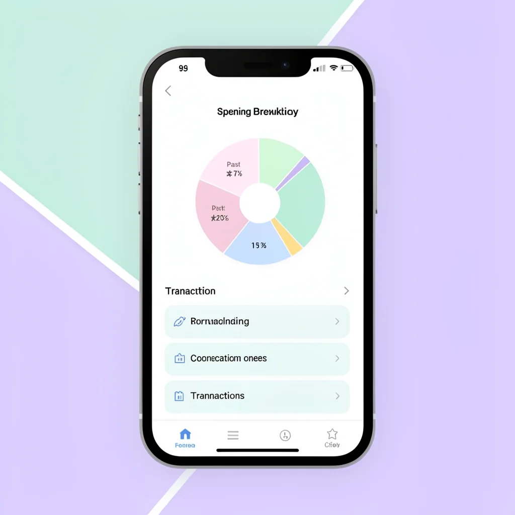 Flat UI app store screenshot of a budgeting app spending breakdown screen on a p