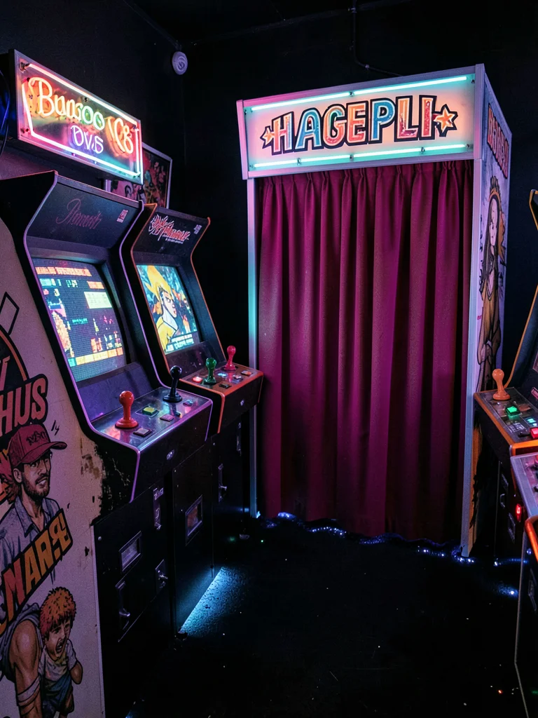 Photo Booth Corner with Neon Purple Spill