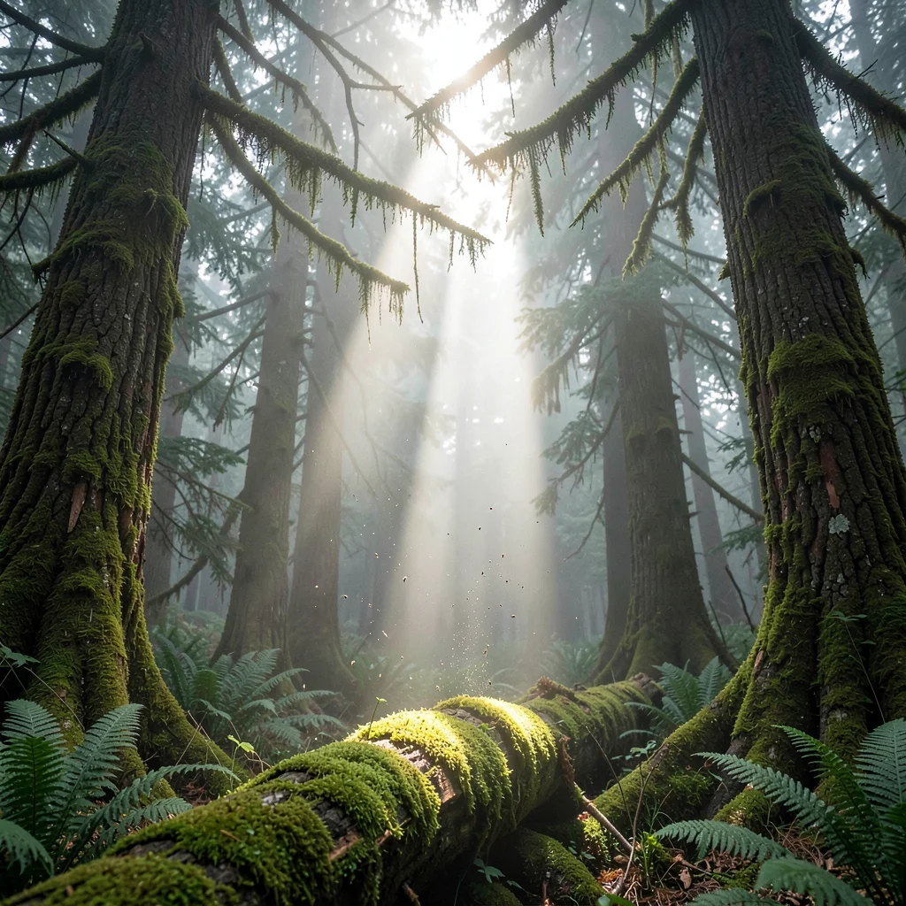 Sunbeam Column Through Forest Air