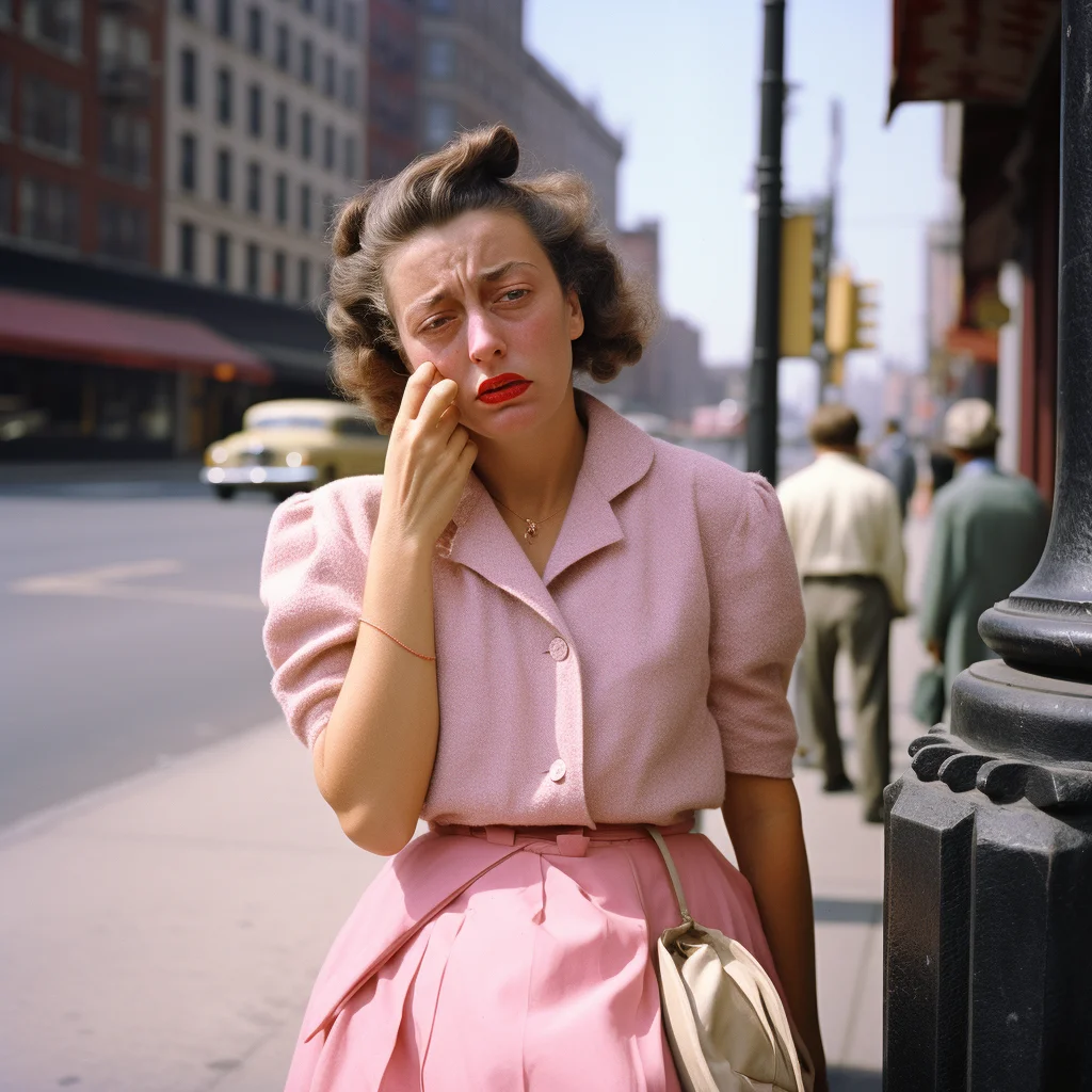 Vivian Maier color photo of a sad scene. color street